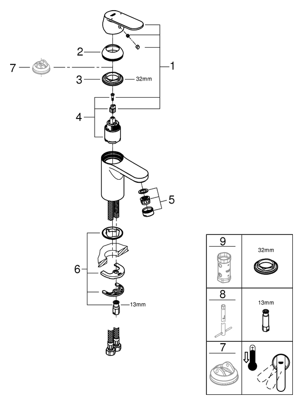 Grohe Eurosmart Cosmopolitan Einhand-Waschtischbatterie chrom DN15 glatter Körper 32824000