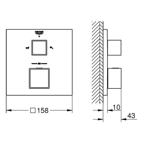 Grohe Thermostat-Wannenbatterie Grohtherm Cube supersteel Fertigmontage-Set für 35600 2-Wege-Umstellung 24155DC0