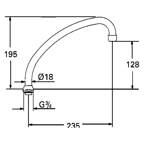 Grohe Rohrauslauf Ausladung: 235mm ohne Anschlag chrom 13077000