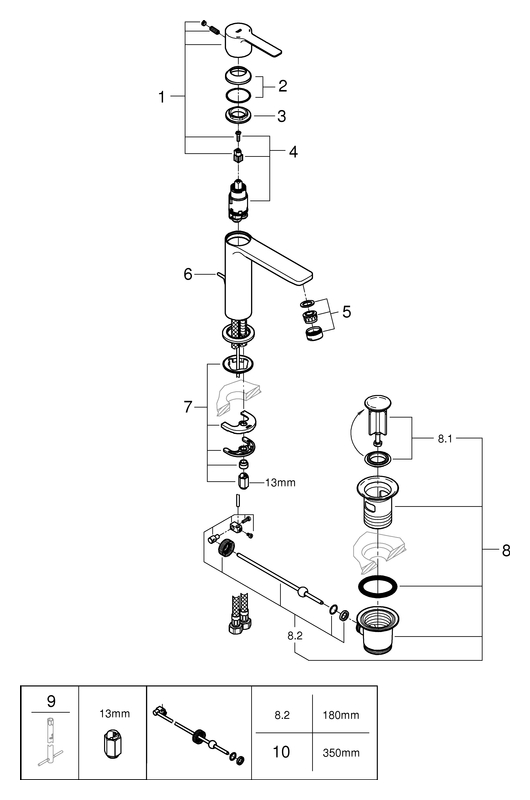 Grohe Lineare Einhand-Waschtischbatterie supersteel S-Size Temperaturbgrenzer 32114DC1