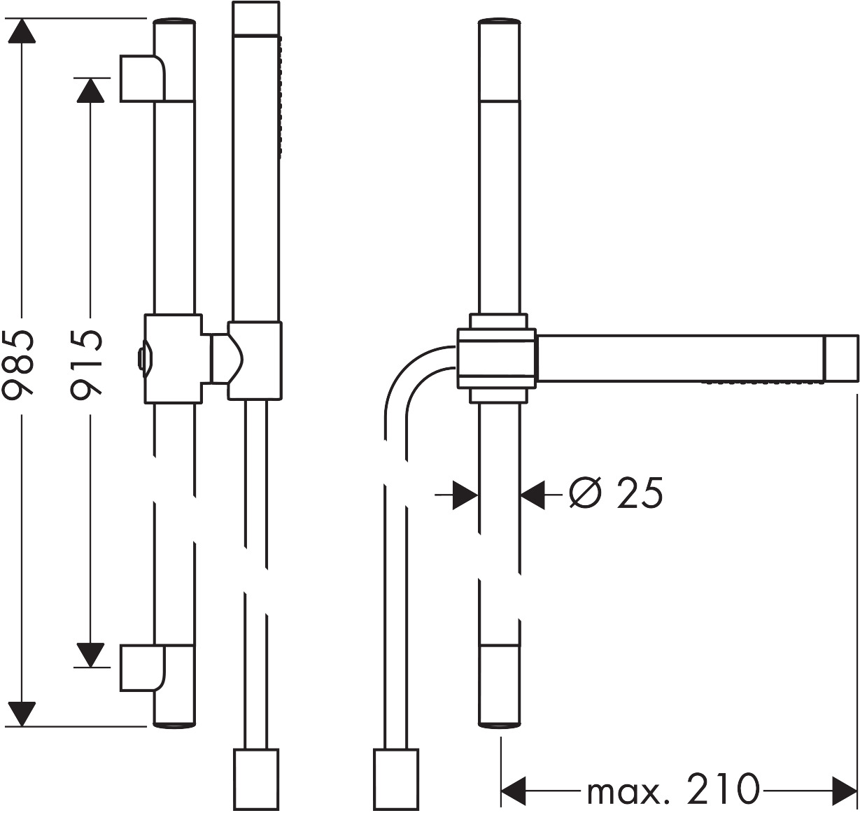 Hansgrohe AXOR Starck Brauseset 900mm mit Stabhandbrause 2jet, Brushed Nickel 27980820