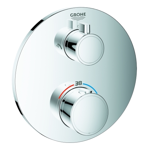 Grohe Grohtherm Thermostat-Brausebatterie chrom 2 Abgänge Fertigmontageset rund 24076000