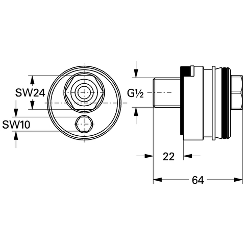 Grohe Anschluss gerade 1/2"x26, für Taron/Ectos, 2 Stück, chrom 12081000