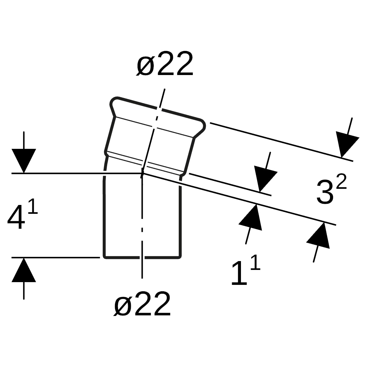 Geberit Mapress Edelstahl Bogen 15 Grad d22 mit Einschubende 36113