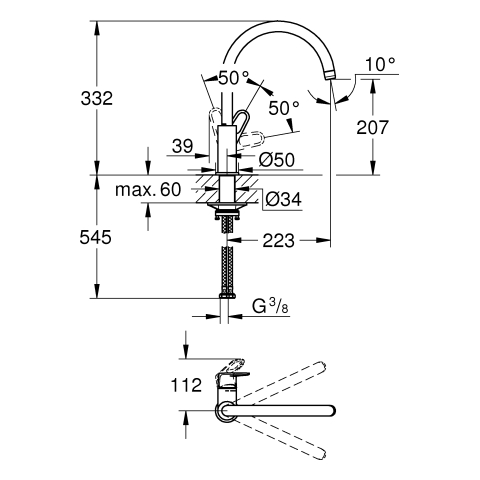 Grohe BauFlow Einhand-Spültischbatterie chrom hoher Auslauf GROHE ZERO 31538001