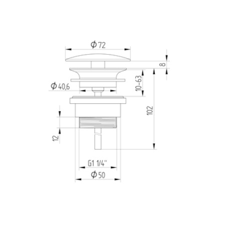 Avenarius Design-Schaftventil black 1 ¼" rund ohne Verschluss, Ø 72 mm 9004203040