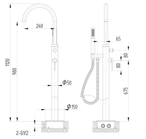 Avenarius freistehende Wanne-Brause-Batterie 2806110010
