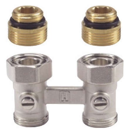 Buderus Hahnblock HBD 1/2" x 3/4" Durchgang Innengewinde, Voreinstellung 7738306642