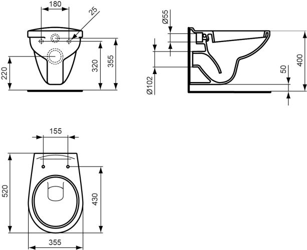 Ideal Standard Eurovit Wandtiefspülklosett, weiß V390601