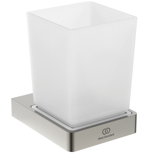 Ideal Standard Zahnputzbecher Conca Cube, eckig, silber T4504GN