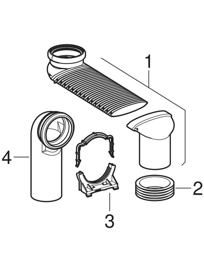 Geberit Set Versprungbogen für Wand-WC d90x110, grau 131.088.29.1