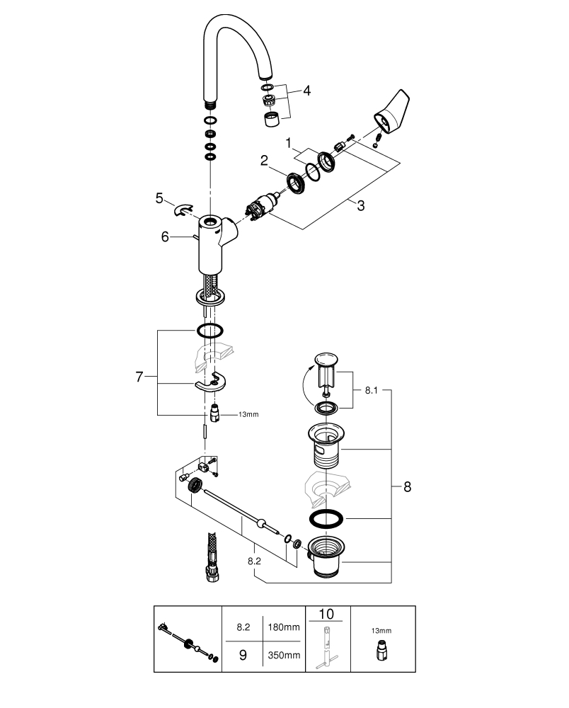 Grohe BauEdge Einhand-Waschtischbatterie chrom L-Size 23760001