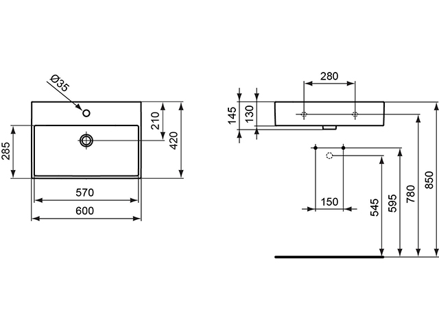 Ideal Standard Waschtisch Strada B: 60 T: 42cm weiß, Ideal Plus K0778MA
