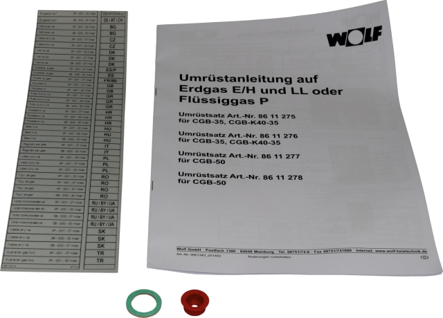 Wolf Umrüstsatz Erdgas E/LL - Flüssiggas für CGB-35 und CGB-K40-35 8611276