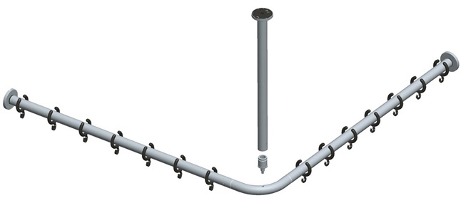 Keuco Brausevorhangstangen Set Plan für Dusche 90x90, silber-eloxiert 14937170900