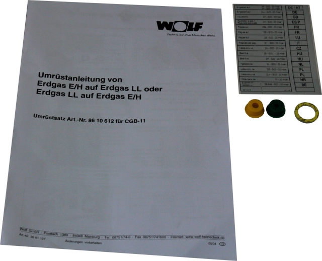 Wolf Umrüstsatz Erdgas E - Ergas LL und umgekehrt, für CGB-11 8610612