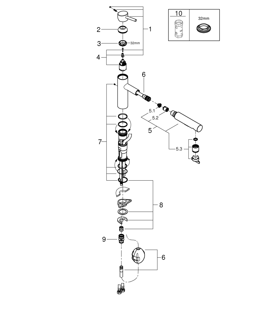 Grohe Concetto Einhebel-Spültischbatterie chrom mittelhoch, ausziehbare Spülbrause, Ausladung 202mm 30273001