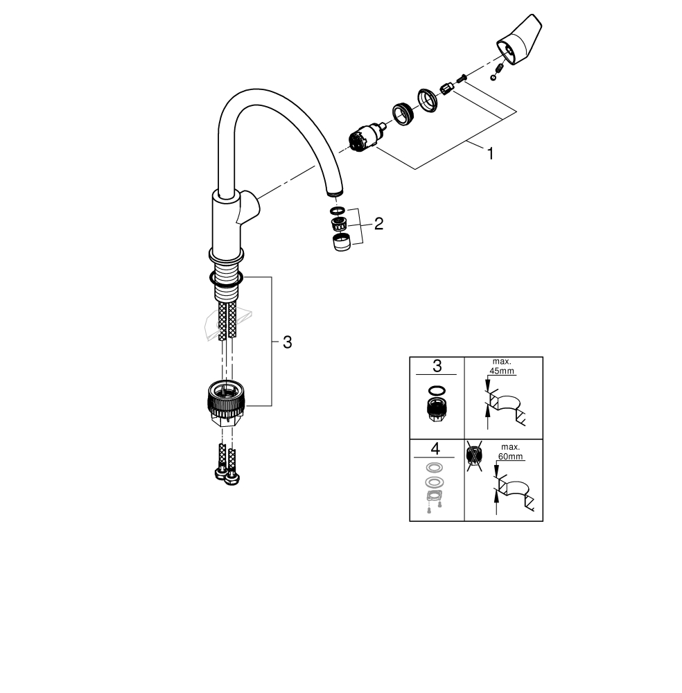 Grohe BauEdge Einhand-Spültischbatterie chrom hoher Auslauf GROHE ZERO 31367001