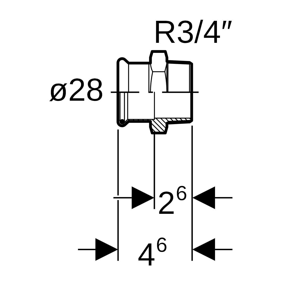Geberit Mapress C-Stahl Übergang mit AG d28-R3/4 verzinkt 21717