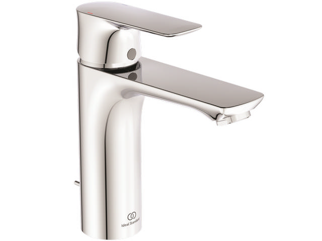Ideal Standard Connect Air Waschtischarmatur Grande mit Ablaufgarnitur chrom, Ausladung 125mm, 5 l/min A7053AA
