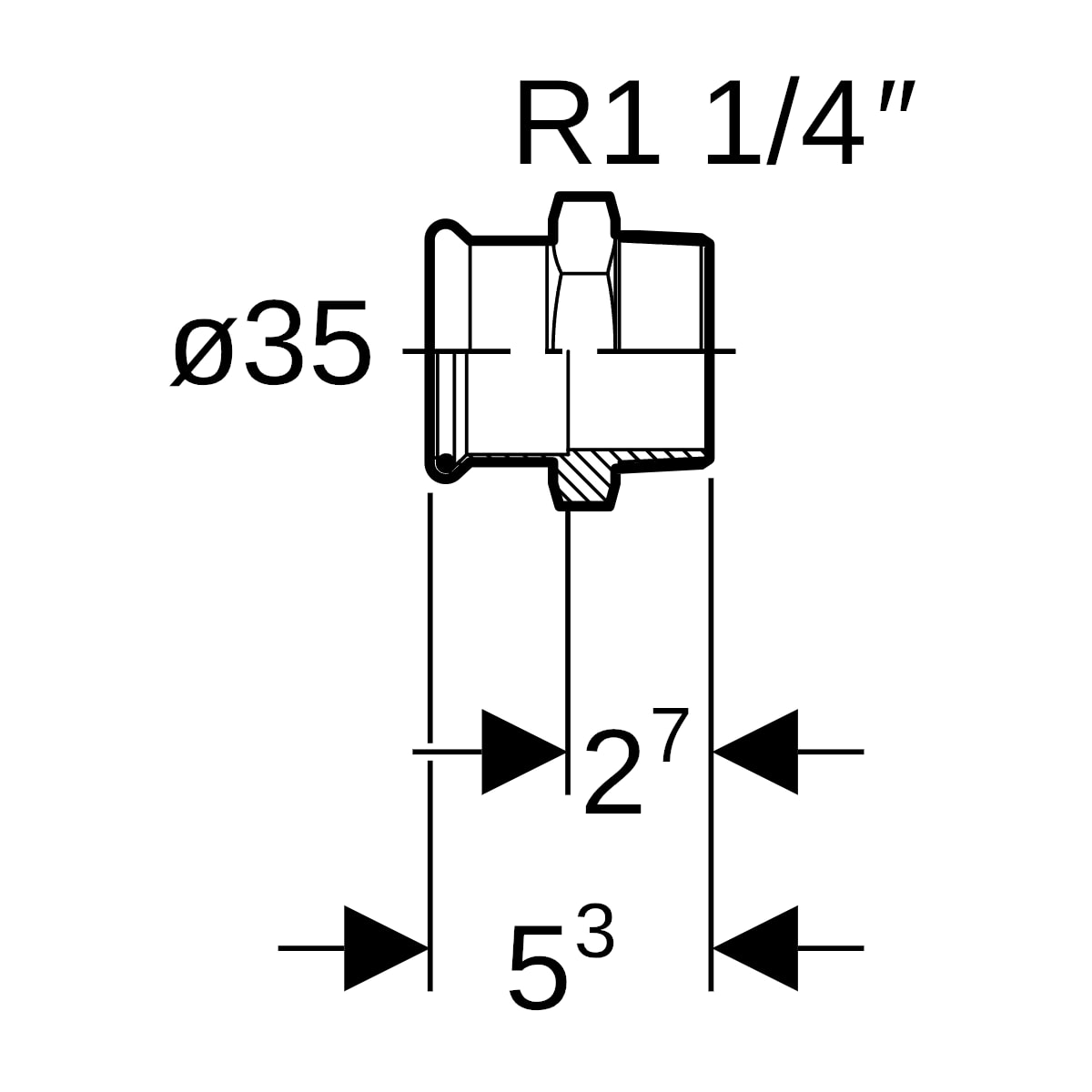 Geberit Mapress Edelstahl Übergang mit AG (LABS-frei) d35-R1 1/4 81709