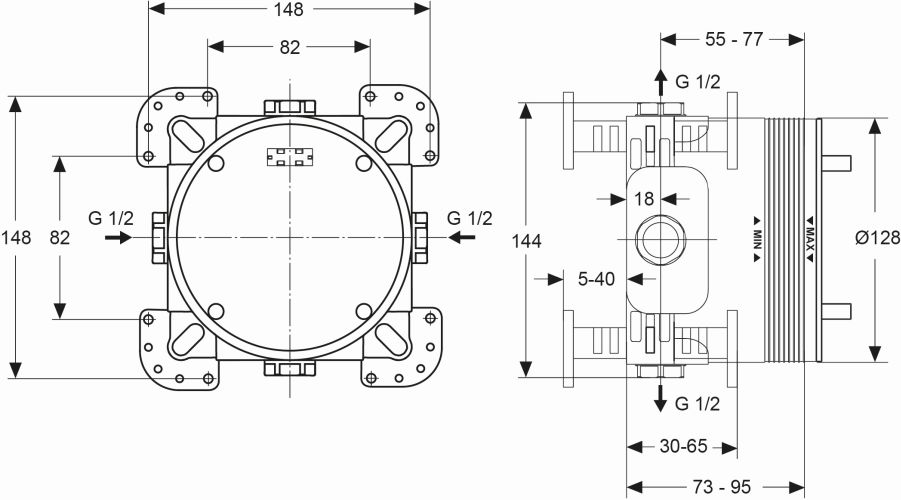 Ideal Standard Unterputz-Bausatz 1 Easy-Box für Einhebelmischer und Thermostate A1000NU