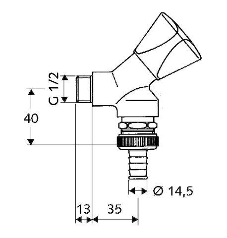 Schell Geräteschrägsitzventil, RV, RB Dreikanthaubengriff, 1/2", chrom 038920699
