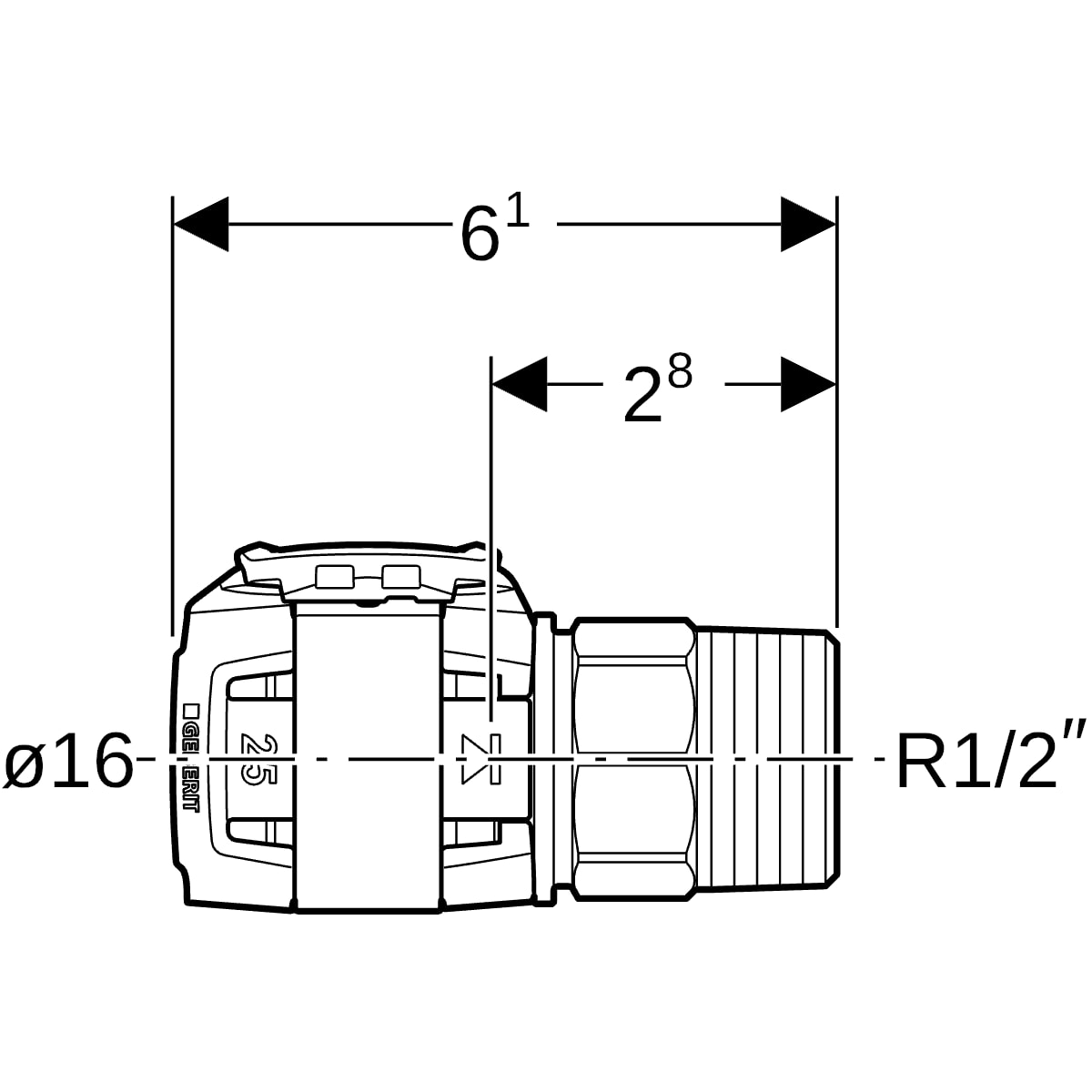 Geberit FlowFit Übergang mit Aussengewinde SiBr d16-R1/2 620.310.00.1