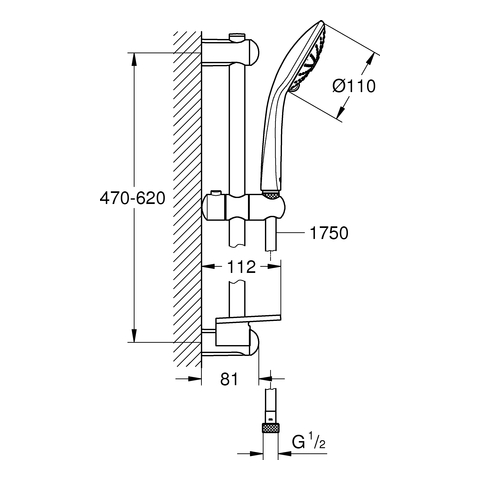Grohe Euphoria Massage 600mm Brausegarnitur Brausestange 900mm 27231001