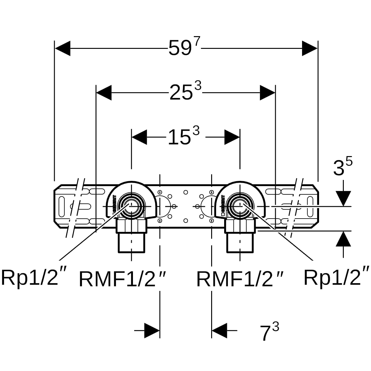 Geberit Anschlusswinkel 90 Grad mit AG MF 1/2 Rotguss RMF1/2-Rp1/2 632.855.00.2