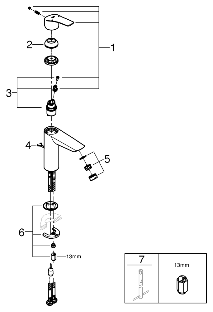 Grohe Einhand-Waschtisch-Batterie Eurosmart chrom M-Size versenkbare Kette 23323003