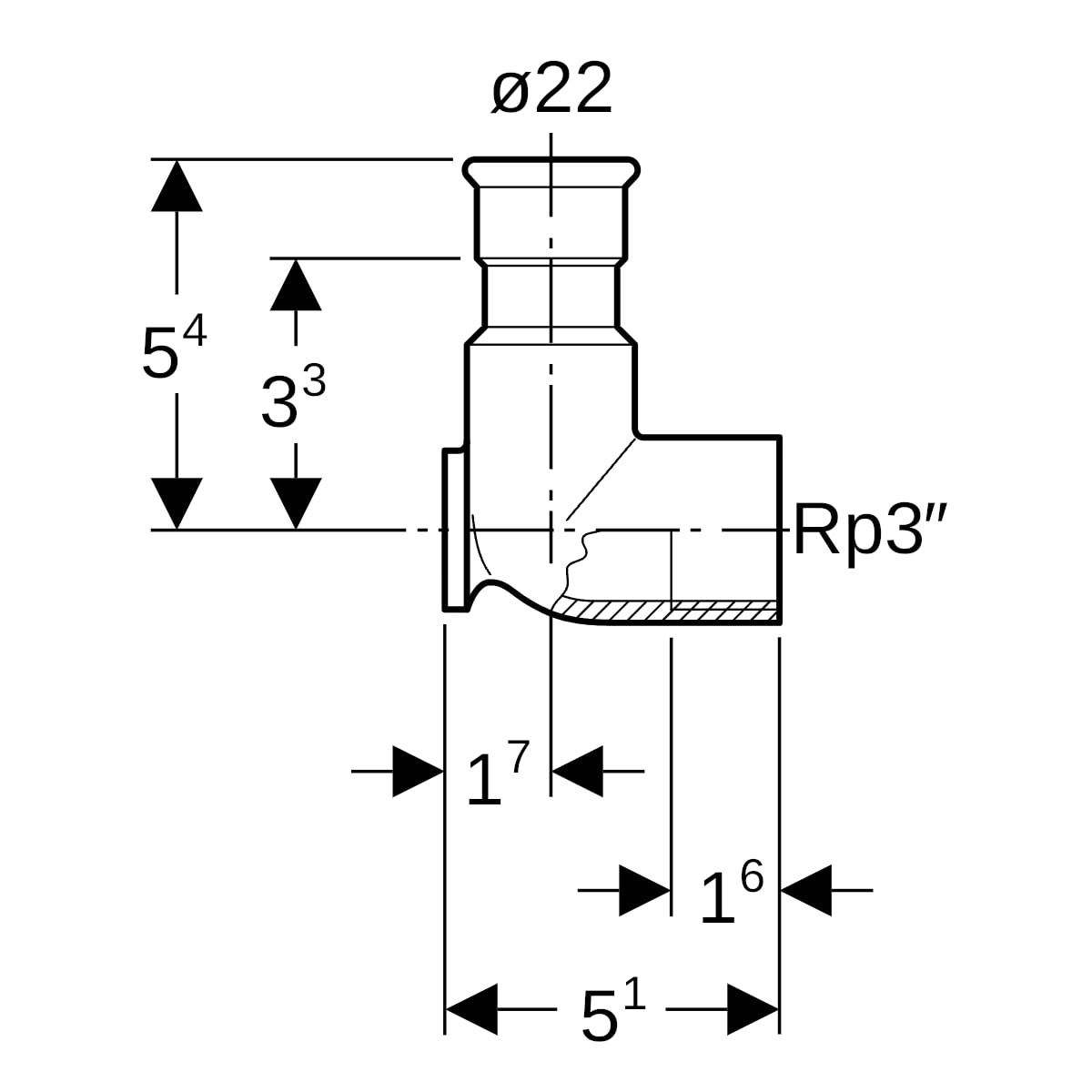 Geberit Mapress Edelstahl Anschlusswinkel 90 Grad ( LABS-frei) d22-Rp3/4 83407