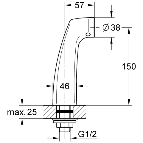 Grohe Standanschluss für Europlus ohne Florida Steckanschluss 1/2"x150 chrom 12036000