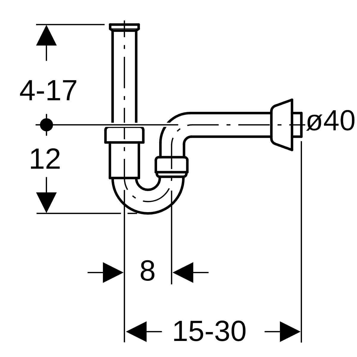Geberit Rohrbogengeruchsverschluss für Waschtisch Abgang horizontal 5/4''x40 151.100.11.1