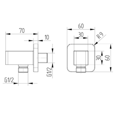 Avenarius Brausewandhalter black mit integriertem Brauseanschluss ½" 9006979040