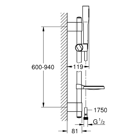 Grohe Brausegarnitur Euphoria C Stick 900mm mit Seifenschale chrom 27368000