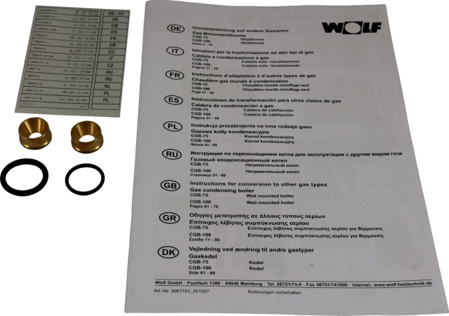 Wolf Umrüstsatz Erdgas E/H - LL für CGB-75/100 8610471