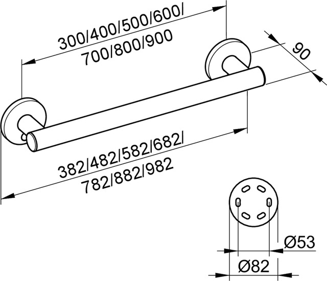 Keuco Haltegriff Plan Care silber-eloxiert, 982mm 34901170900