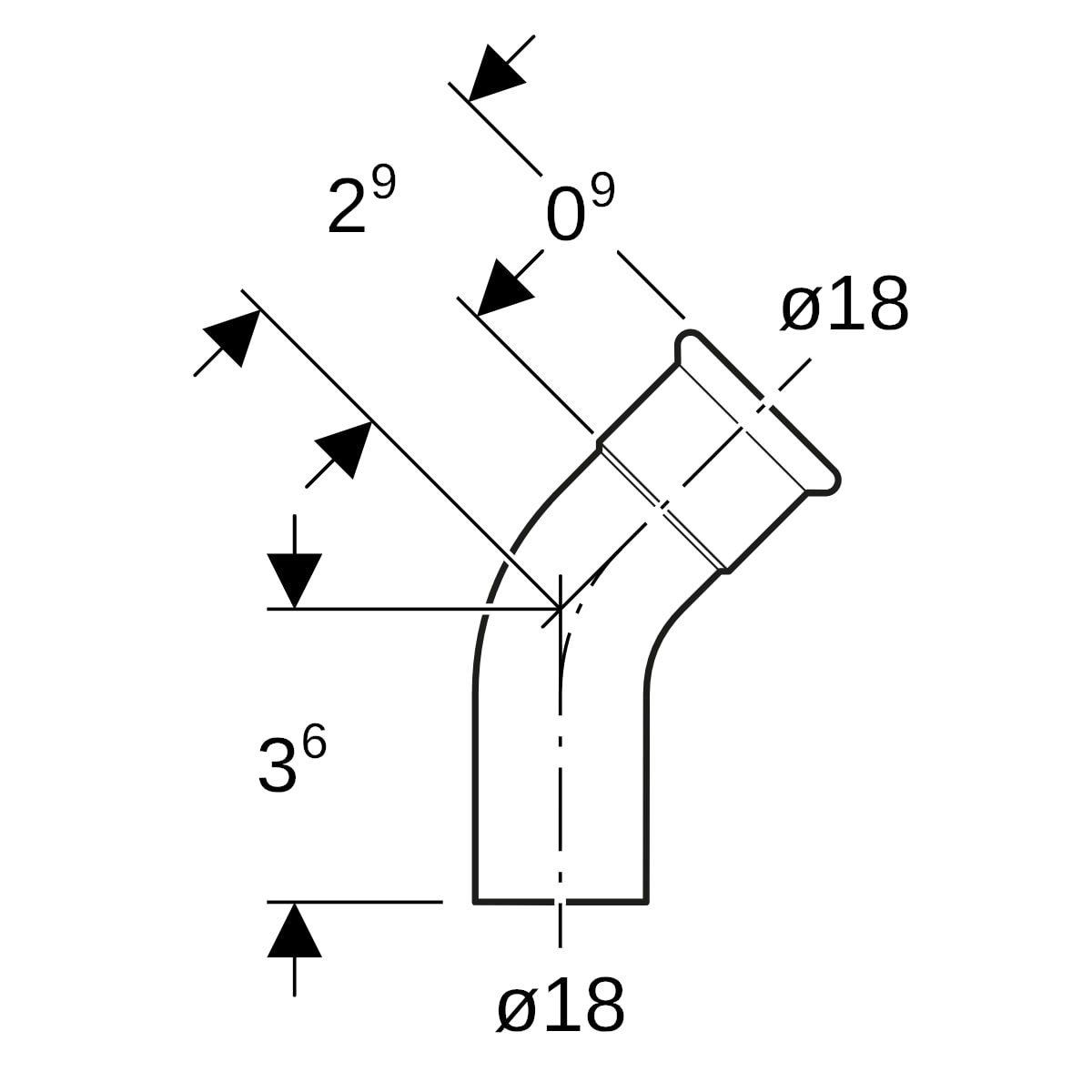 Geberit Mapress Edelstahl Bogen 45 Grad d18 mit Einschubende (LABS-frei) 80703