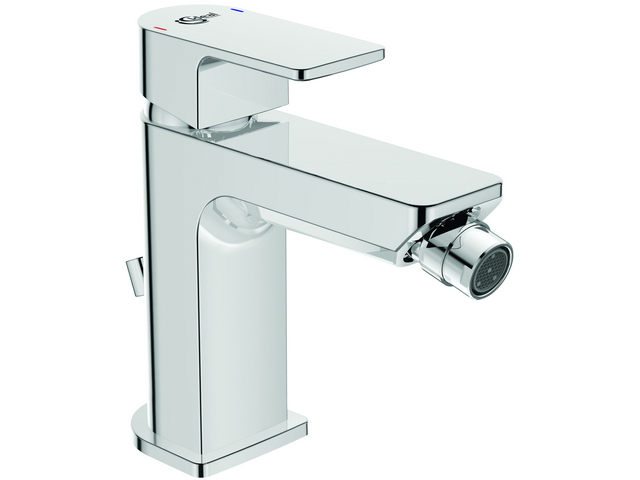 Ideal Standard Bidetarmatur Edge, mit Ablaufgarnitur Ausladung 115mm, chrom A7118AA