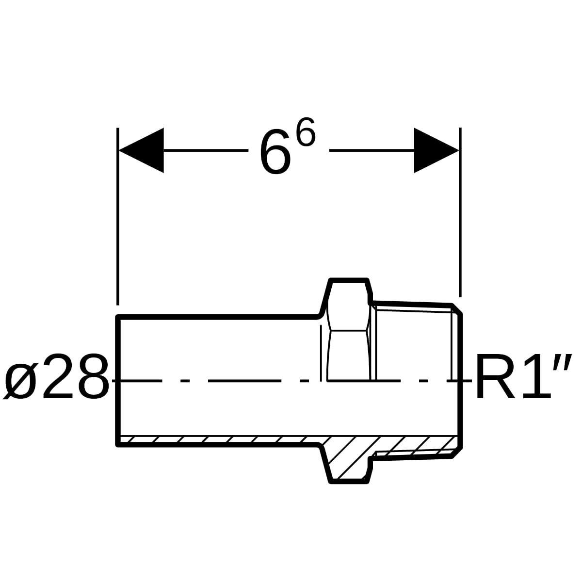 Geberit Mapress Edelstahl Übergang mit AG und Einschubende d28-R1 31937
