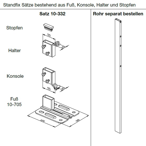 Wemefa Standkonsolen Standfix für Heizkörper ohne Laschen 10-332