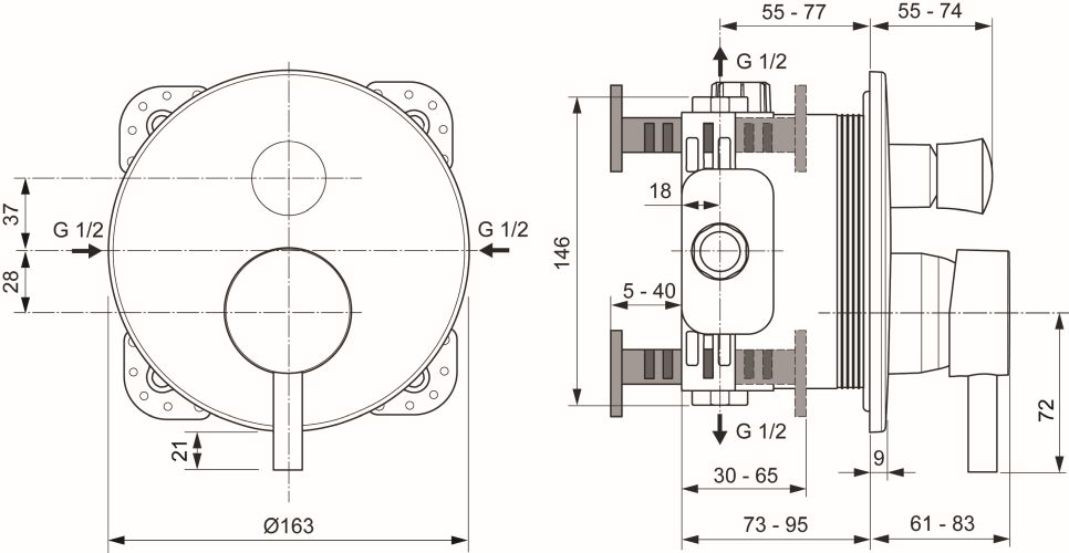 Ideal Standard Badearmatur UP Ceraline, chrom A7389AA