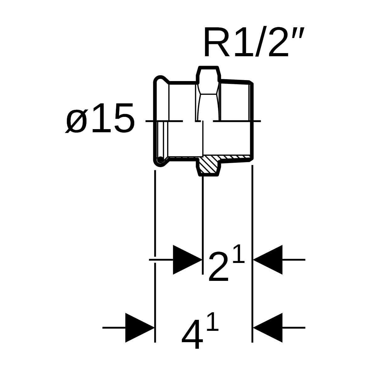Geberit Mapress Edelstahl Übergang mit AG (LABS-frei) d15-R1/2 81703