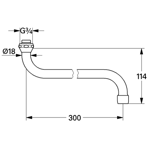 Grohe S-Auslauf Ausladung: 301mm Verschraubung 3/4'' chrom 13017000