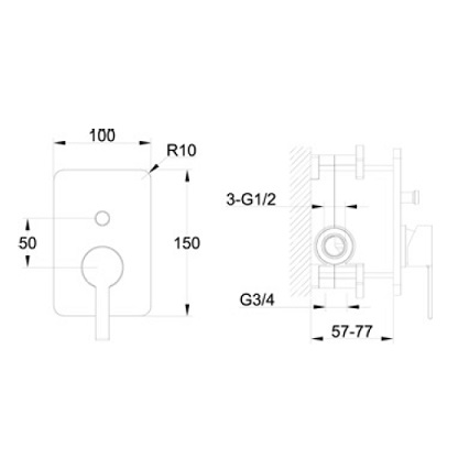 Avenarius UP-Wanne-Brause-Einhand-Mischbatterie schwarz 2306150040