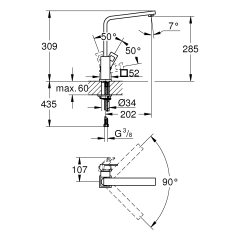 Grohe Eurocube Einhebel-Spültischbatterie supersteel schwenkbarer Gussauslauf, Ausladung 202mm 31255DC0