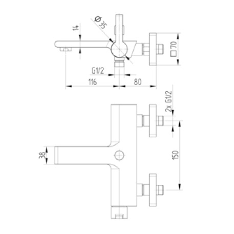 Avenarius AP-Wanne-Brause-Einhand-Mischbatterie 2306100010