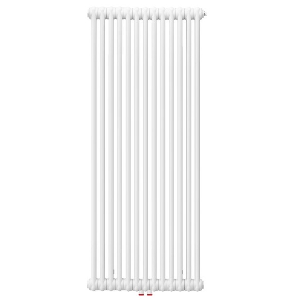 Arbonia Röhrenradiator Standard mit Mittenanschluss 2-Säuler H: 200 L: 27cm, Modell 2200, weiß, 6 Glieder