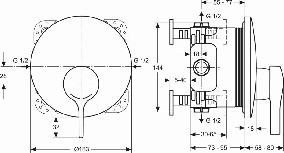 Ideal Standard Melange Brausearmatur Unterputz chrom, Bausatz 2 A4719AA